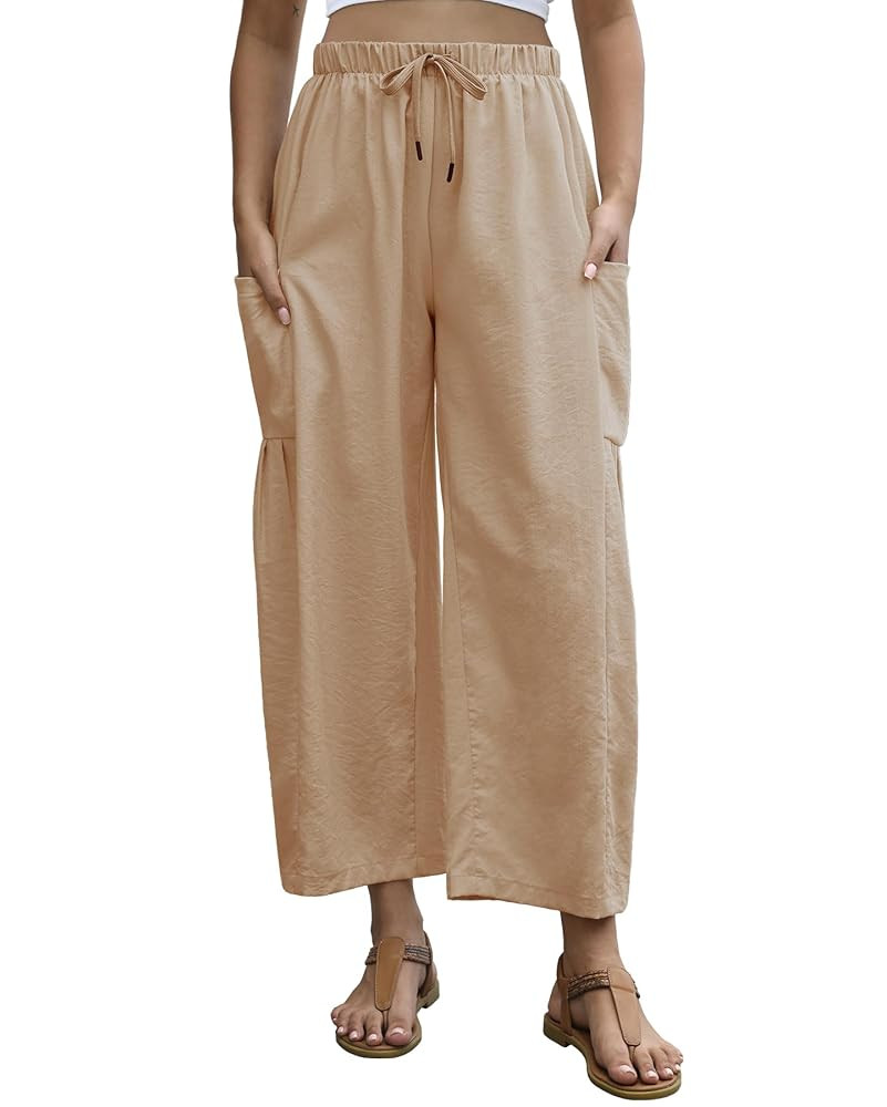 Womens Wide Leg Harem Pants Casual Baggy Summer Beach Travel Vacation Palazzo Harem Pants with Po... | Amazon (US)