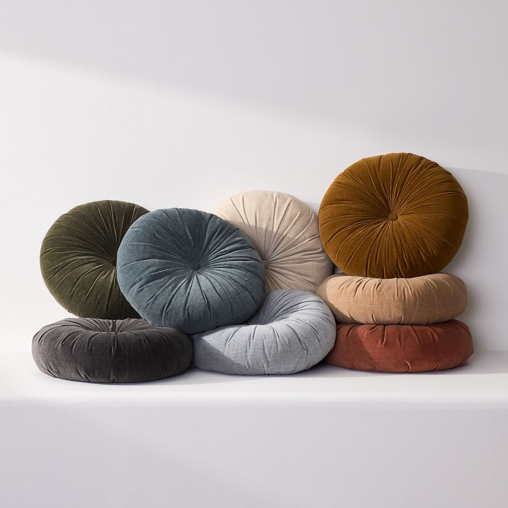 Classic Cotton Velvet Tufted Round Pillow | West Elm (US)