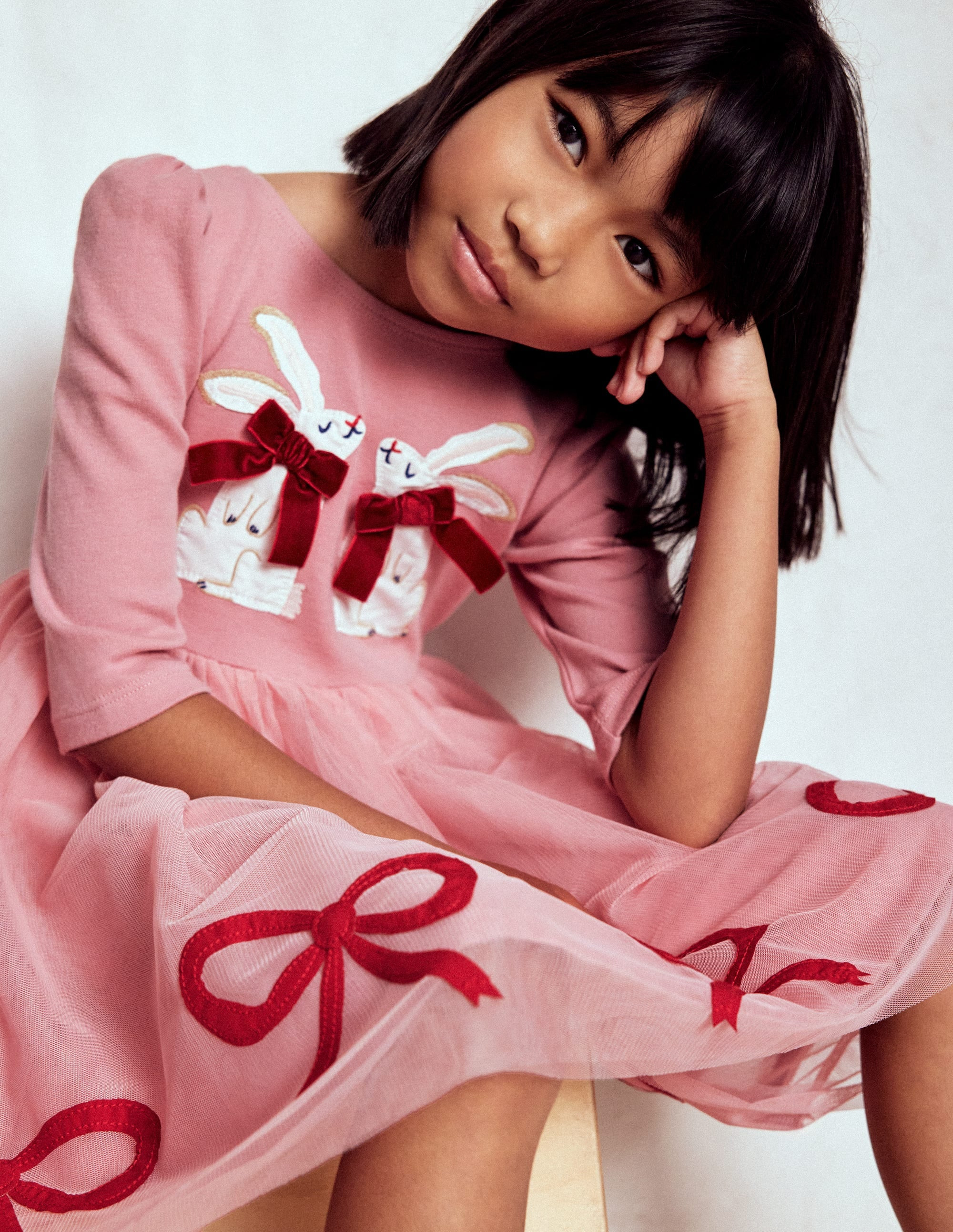 Appliqué Tulle Dress-Bubblegum Pink Bunnies | Boden (US)