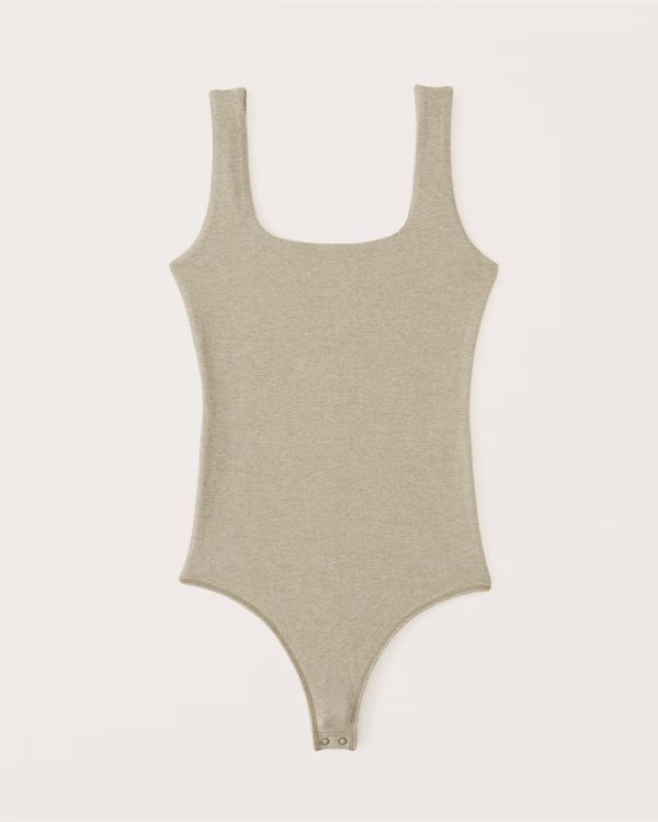 Cotton Seamless Fabric Squareneck Bodysuit | Abercrombie & Fitch (US)