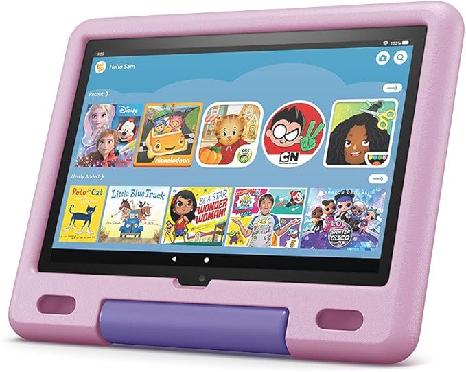 Fire HD 10 Kids tablet, 10.1", 1080p Full HD, ages 3–7, 32 GB, Lavender | Amazon (US)