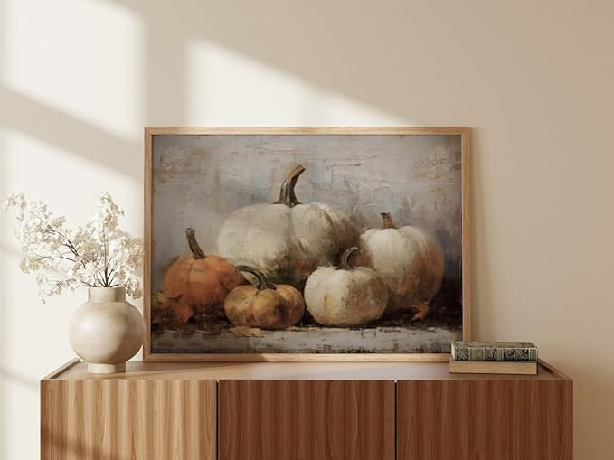 Printable Pumpkin Still Life, Rustic Fall Wall Decor Printable, Pumpkin Still Life Painting, Fall... | Amazon (US)