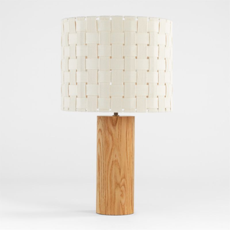 Shinola Parker Wood Table Lamp with Woven Canvas Shade | Crate & Barrel | Crate & Barrel