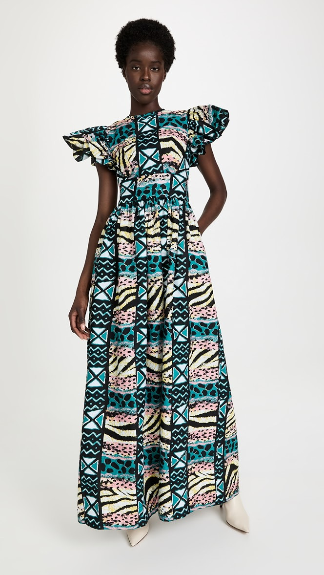 Flutter Sleeve Long Dress | Shopbop