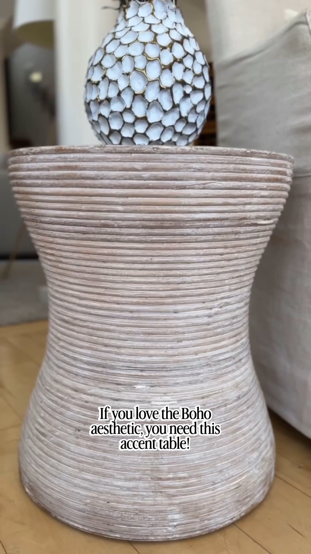 Now on sale! An end table with major coastal and boho vibes. Finished with a ribbed texture and distressed glaze, I’ve owned this round side table for years. 🙌🏻

#LTKHome #LTKSaleAlert