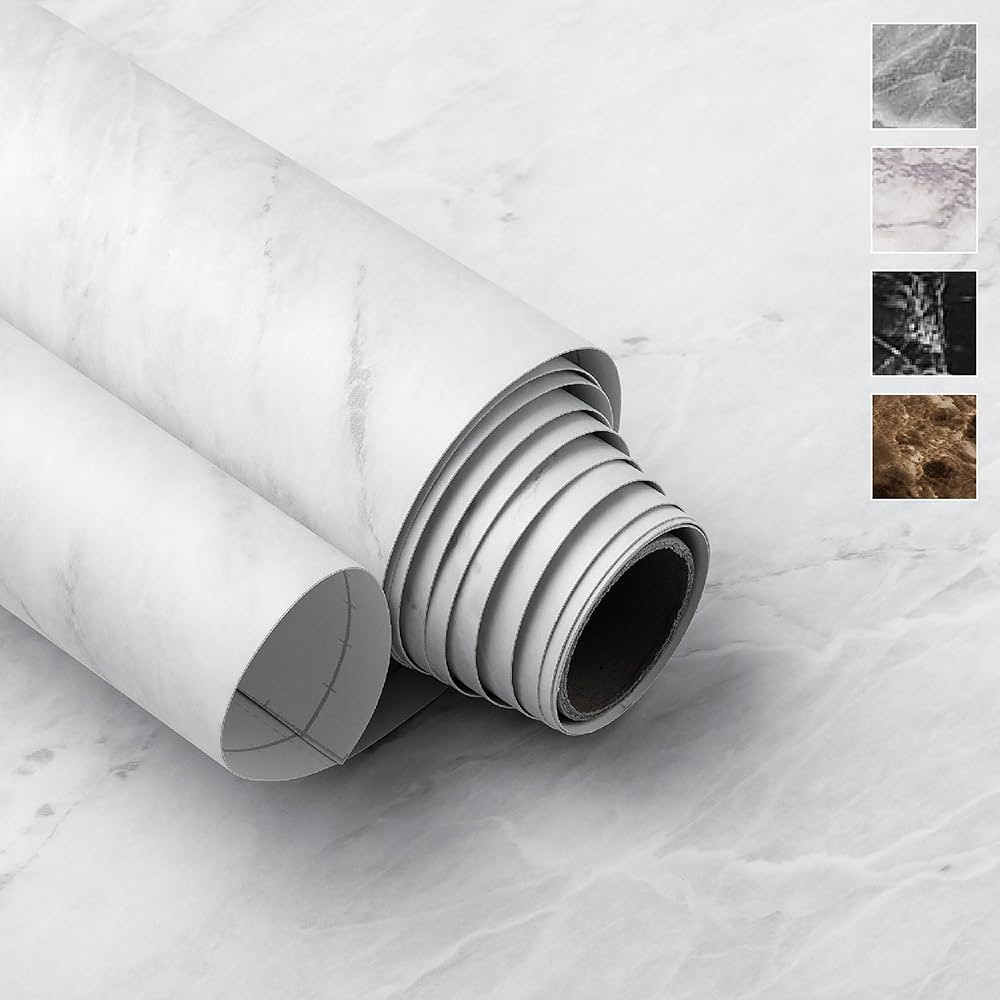 Very Berry Sticker Marble Peel and Stick Wallpaper (24" x 78", White Matte) Waterproof Contact Pa... | Amazon (US)