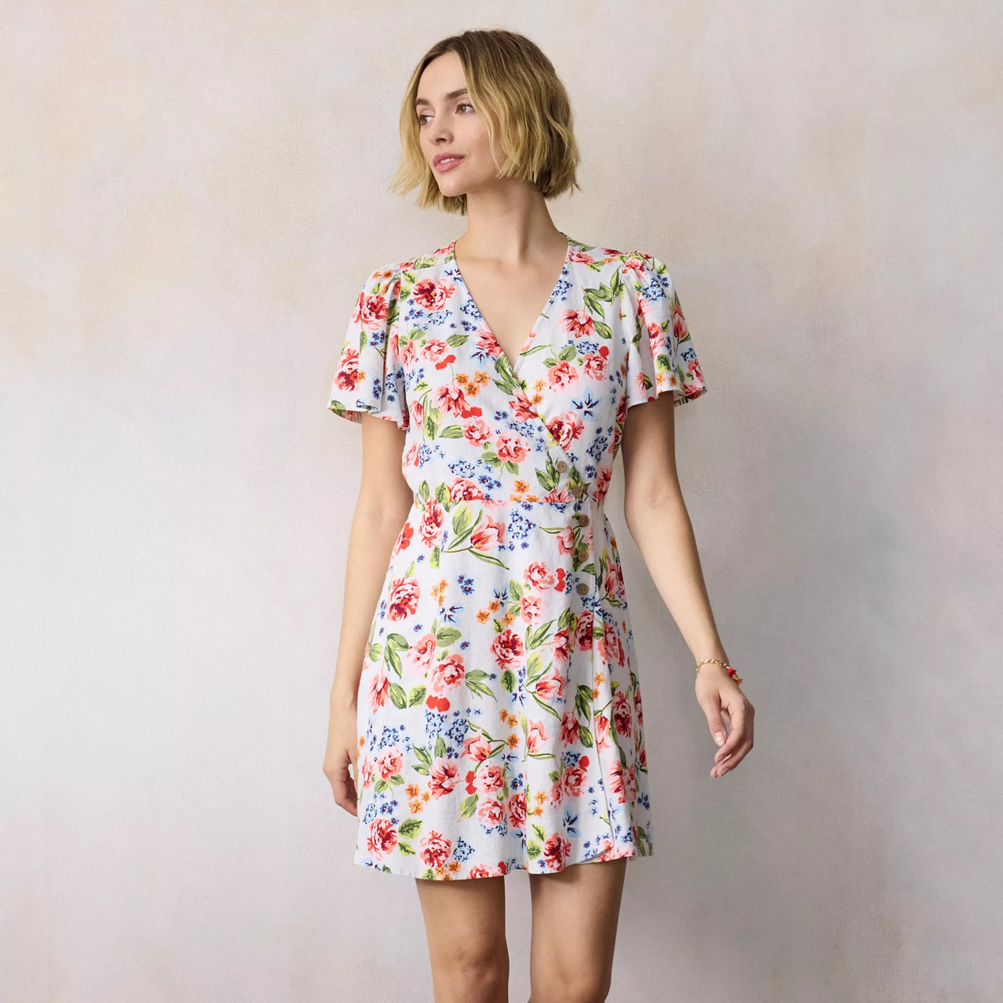 Women's LC Lauren Conrad Button Wrap Mini Dress | Kohl's