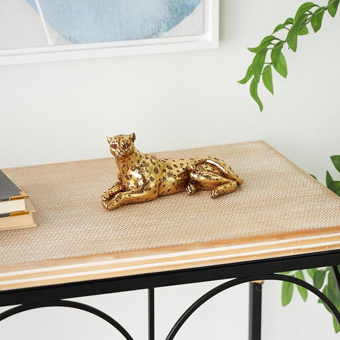 Deco 79 Resin Leopard Decorative Sculpture Laying Home Decor Statue with Textured Spots, Accent F... | Amazon (US)