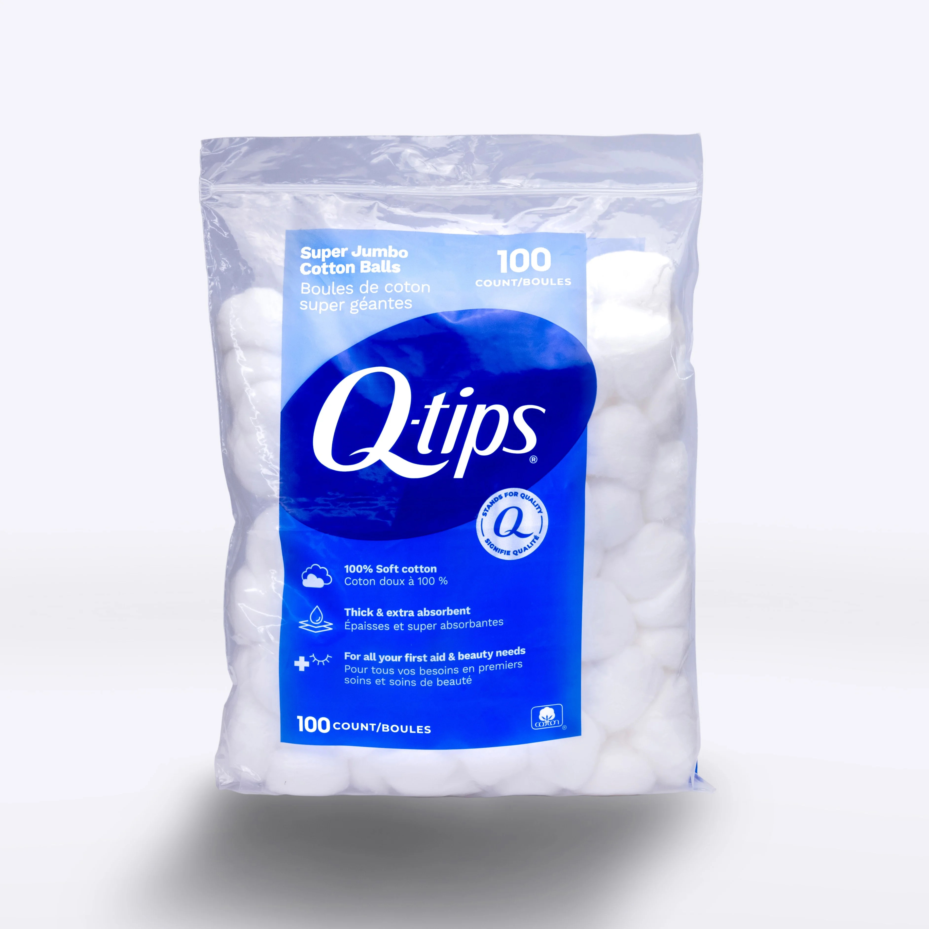 Q-tips Super Jumbo Cotton Balls For Beauty, First Aid And Baby Care, 100% Thick Cotton, 100 Count | Walmart (US)