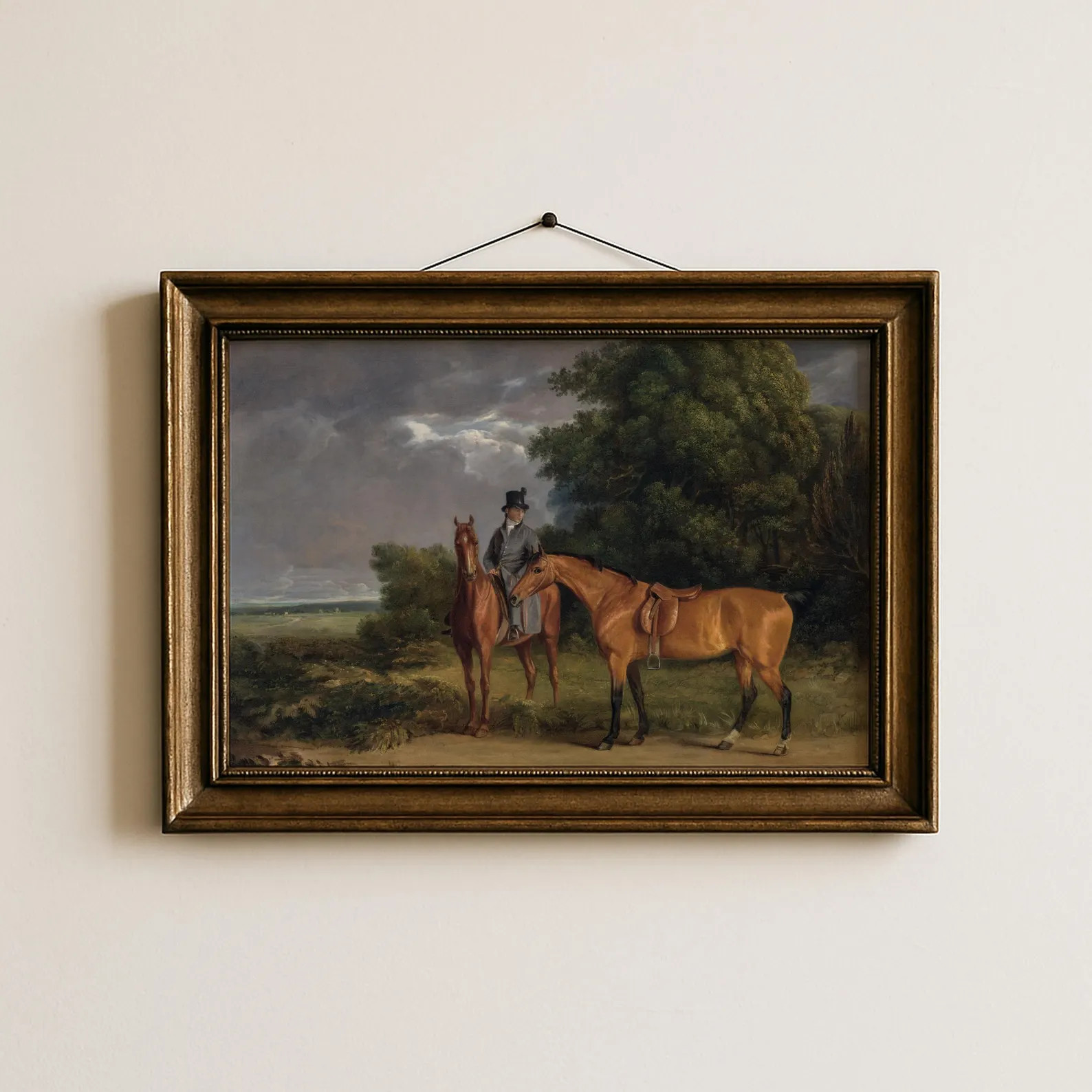 Vintage Equestrian Scene - Classic Horse Riders in 19th-century Style, Rustic Pastoral Landscape,... | Etsy (Global)