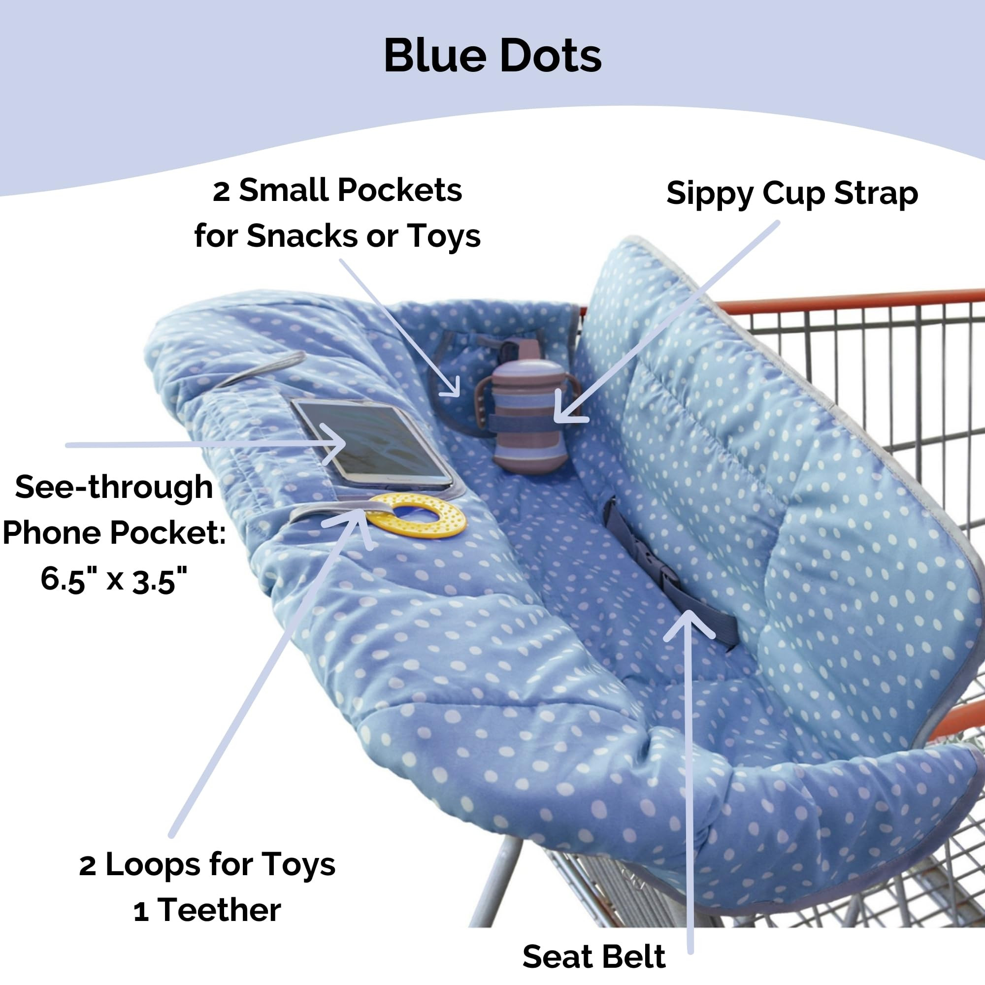 Suessie Shopping Cart Cover and High Chair Cover, Blue Dots | Amazon (US)