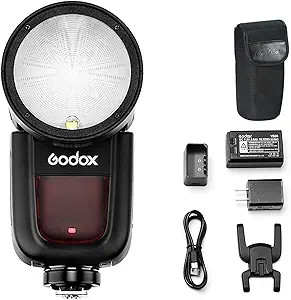 Godox V1-C Round Head Camera Flash Speedlite, 2.4G X Wireless HSS 76Ws Speedlight Flash for Canon... | Amazon (US)