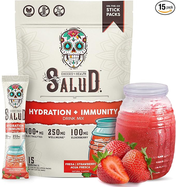 Salud 2-in-1 Hydration Packets + Immunity Electrolytes Powder, Strawberry - Fresca Agua Fresca Dr... | Amazon (US)