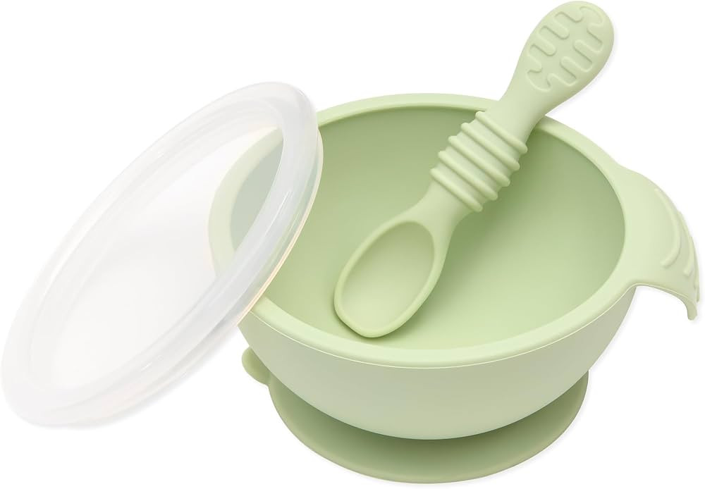Bumkins Baby Bowl, Silicone Feeding Set with Suction for Baby and Toddler, Includes Spoon and Lid... | Amazon (US)