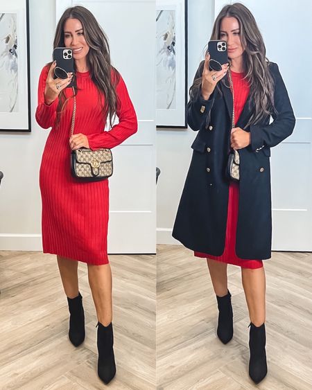 Walmart outfit ideas, holiday dresses and style .,.love this dress!! Sz small and not too tight just comfy….
The prettiest coat! My fav black one his season sz small
Booties tts
Black monogram Gucci crossbody bag 

#LTKHoliday #LTKstyletip #LTKworkwear