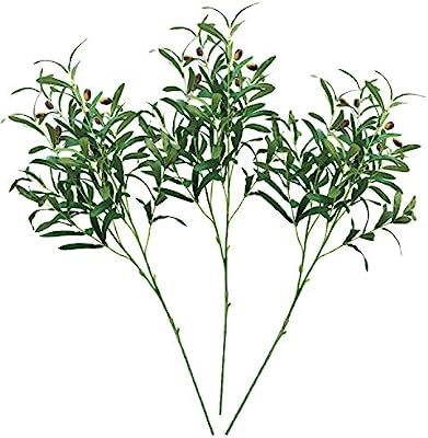 JD Artificial Plants 3PCS 38" Artificial Olive Branches with Fruits Fake Greenery Plants Twig Pic... | Amazon (US)