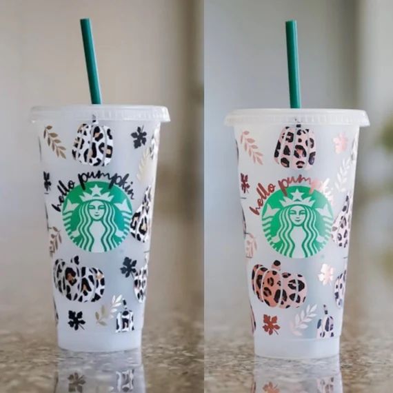 Hello Pumpkin Venti Reusable Starbucks Cup  Leopard Pumpkin - Etsy | Etsy (US)