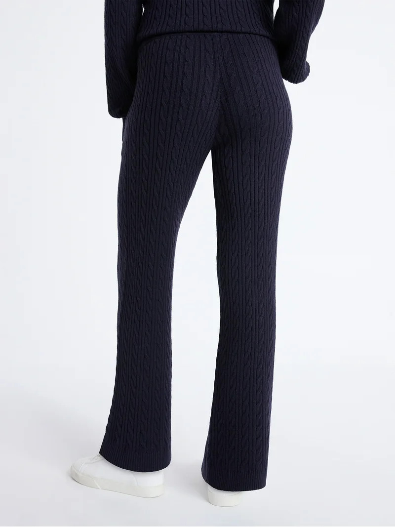 Free Assembly Women's Cozy Yarn Wide Leg Cable Knit Sweater Pants, Size XS-XXL | Walmart (US)