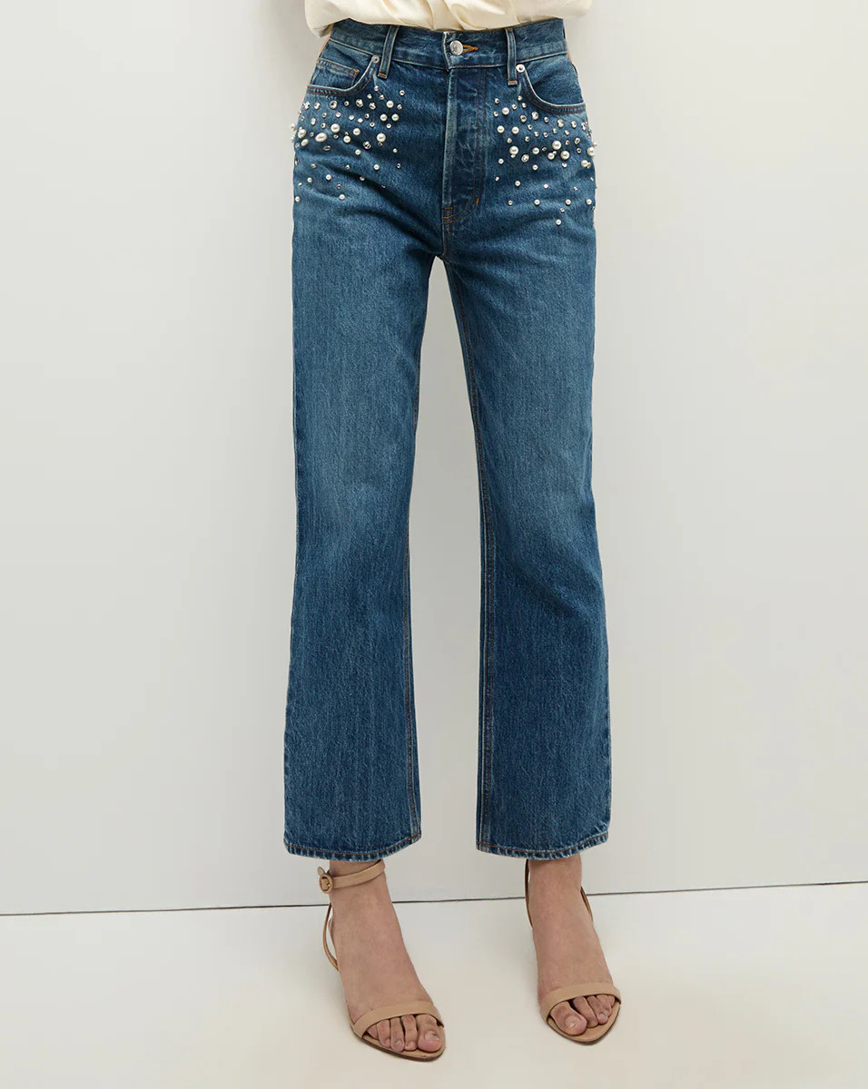 Daniela Straight-Leg Embellished Jean | Veronica Beard
