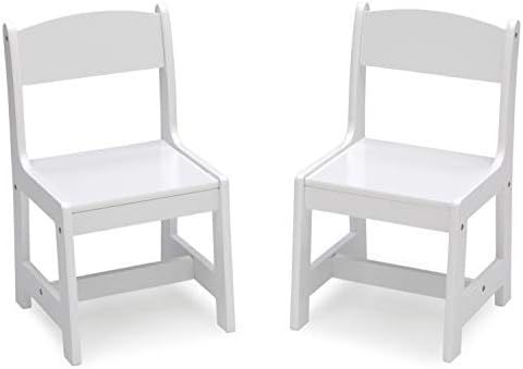 Delta Children MySize Wood Kids Chairs for Playroom [Pack of 2], Bianca White | Amazon (US)