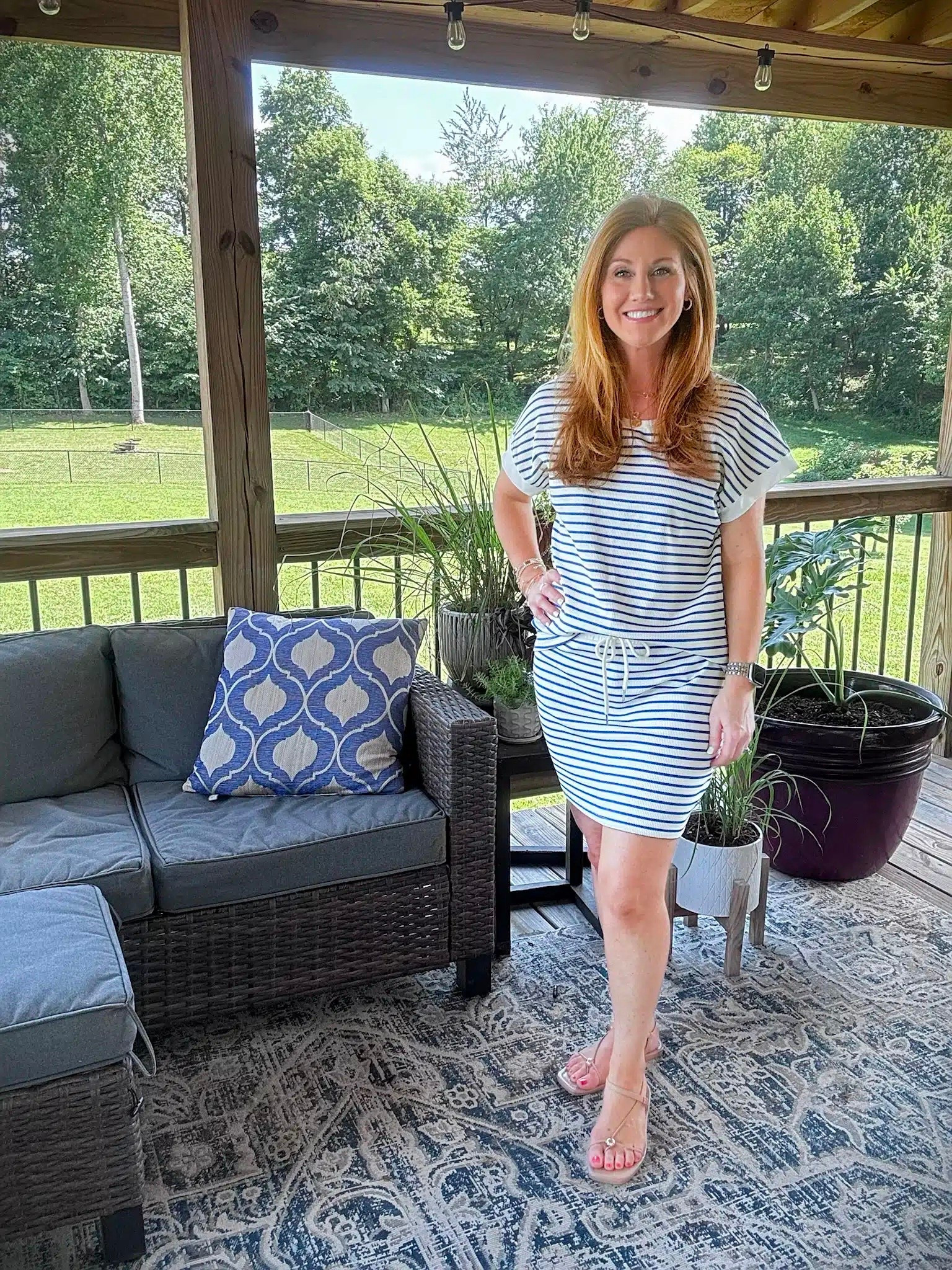 Stephanie is sharing another two piece set from Amazon. This one also comes in multiple colors, but they’re striped! She is wearing a medium.

#LTKPetite #LTKOver40 #LTKootd