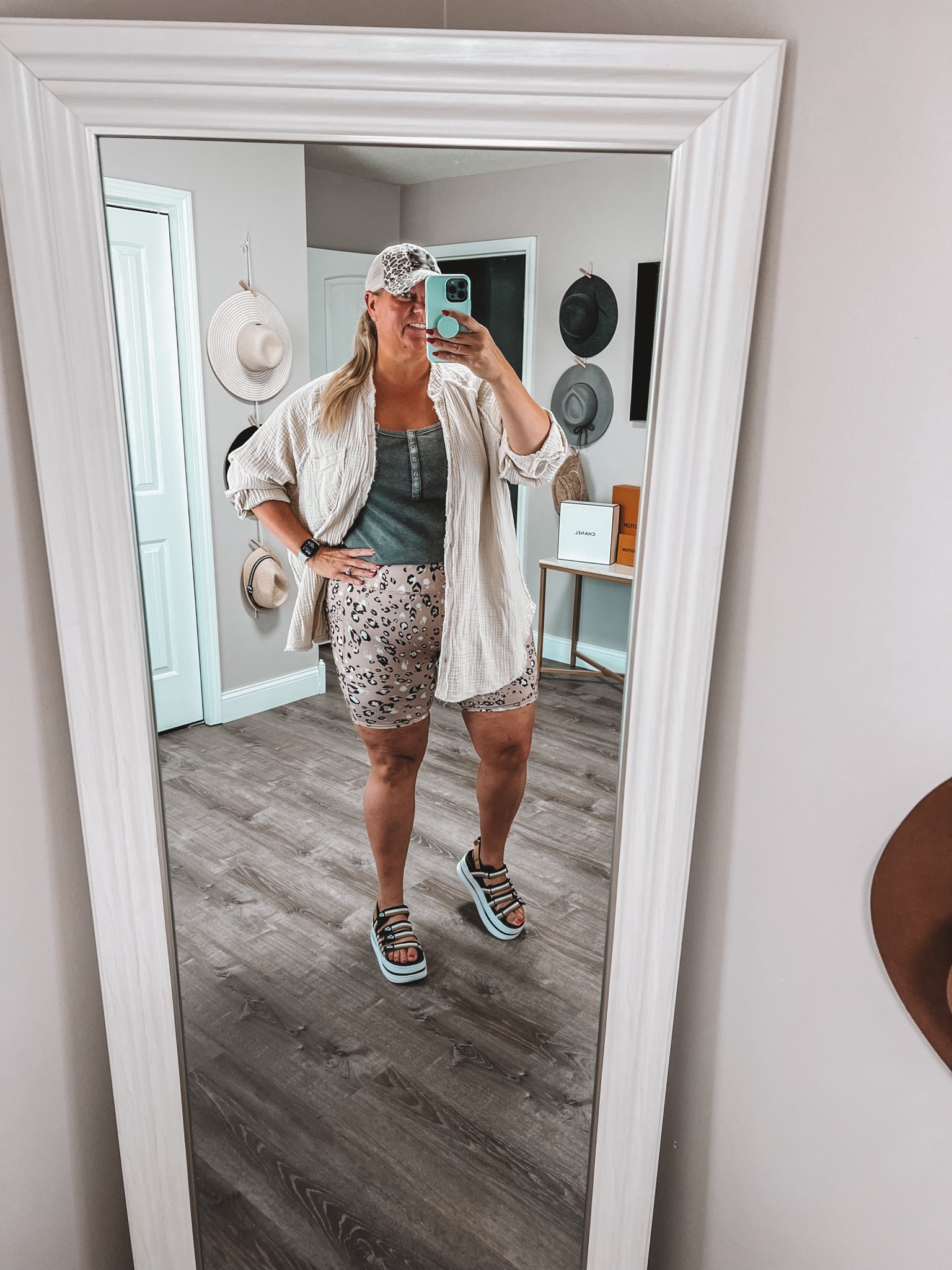 Quick and comfortable casual summer outfit perfect after a day at the pool..

Plus size bike shorts
Plus size biker shorts
Plus size summer outfit 
Platform sandals
Platform shoes
Casual shoes
Gauze button up 
Travel Outfitt

#LTKShoeCrush #LTKPlusSize #LTKSeasonal