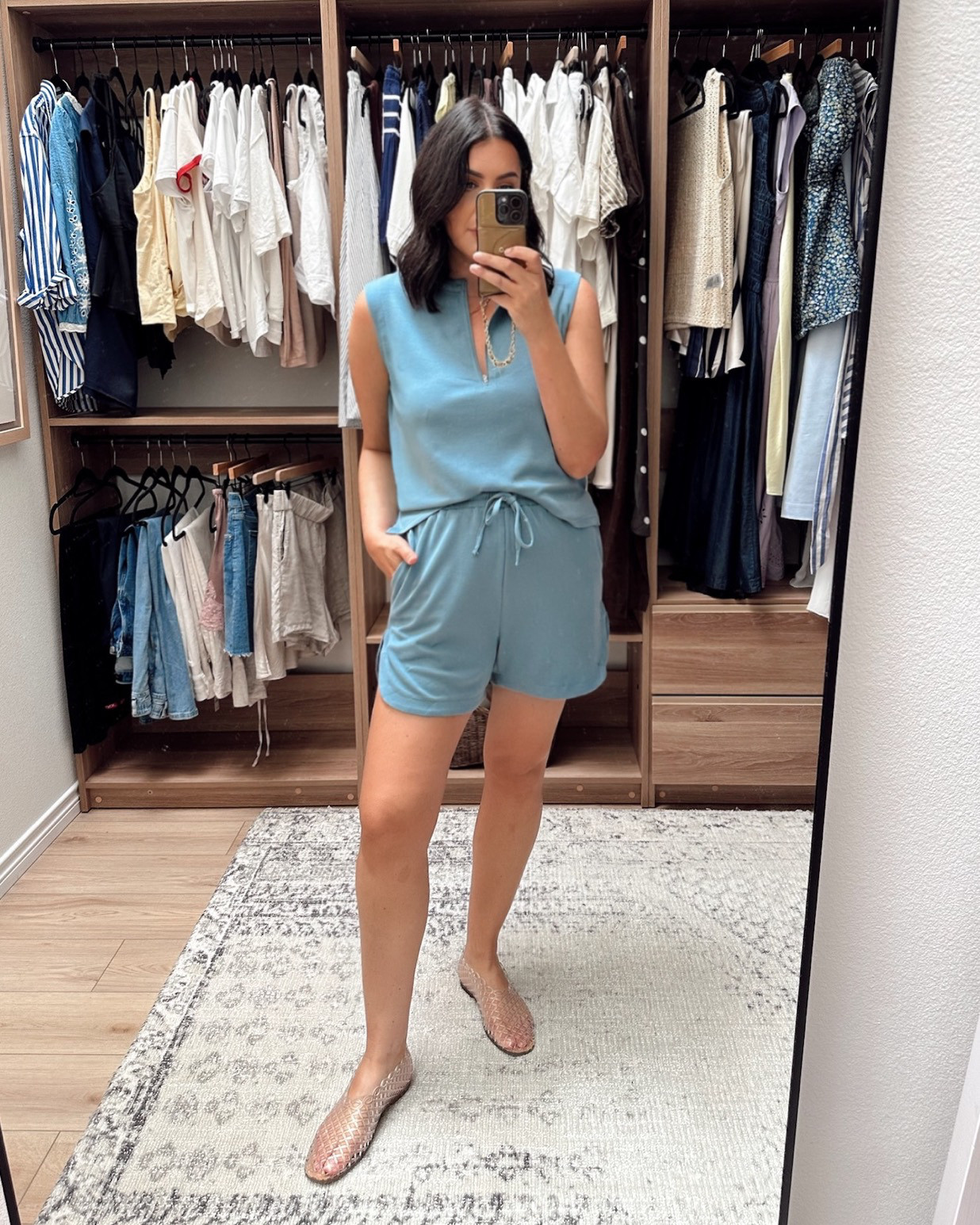 This set is a fine dupe for a spanx set, if I’ve ever seen one! It’s a very similar fabric to the air essentials line. I am in the large of the set and it fits true  to size. I can’t deicde on this color or not, I’m trying to get away from just choose black or white but I think I’d prefer a black in this set. What do you think?? 

 