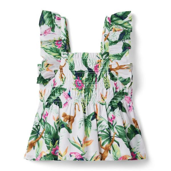 Tropical Jungle Smocked Ruffle Cropped Top | Janie and Jack