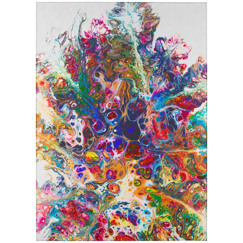East Urban Home Abstract Machine Woven Blue/Orange/Red Area Rug & Reviews | Wayfair | Wayfair North America