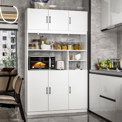 Famapy White Multi-Tier Kitchen Cabinet Pantry Cabinet: Open & Closed Storage – Space-Efficient Organizer for Pantry & Kitchen Essentials | Target