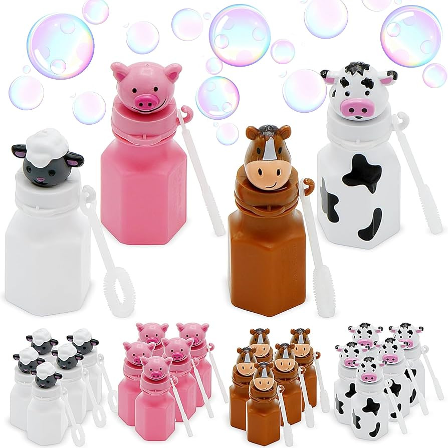 4E's Novelty Farm Animals Bubbles - Pack of 24 - Barnyard Farm Animal Bubbles Bottles Party Favor... | Amazon (US)