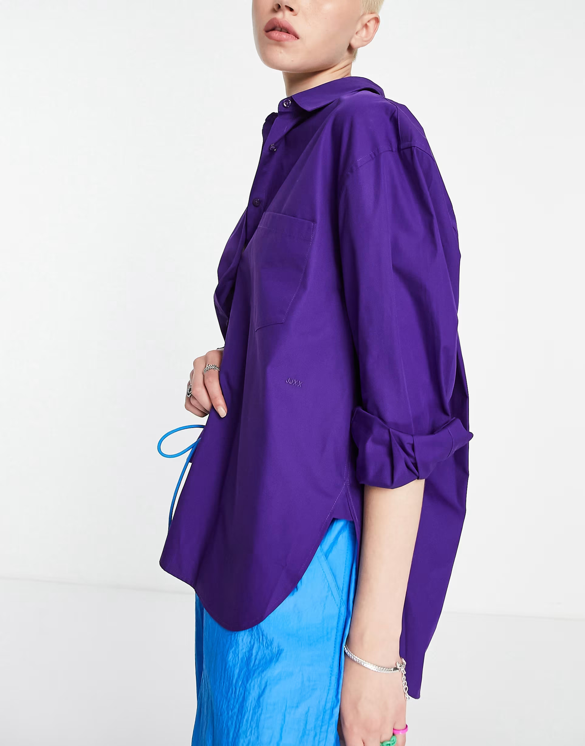 JJXX Jamie oversized poplin shirt in purple | ASOS (Global)