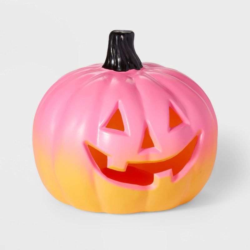 Light Up Ombre Pink Night of the Vivid Dead Pumpkin Halloween Scene Prop - Hyde & EEK! Boutique... | Target