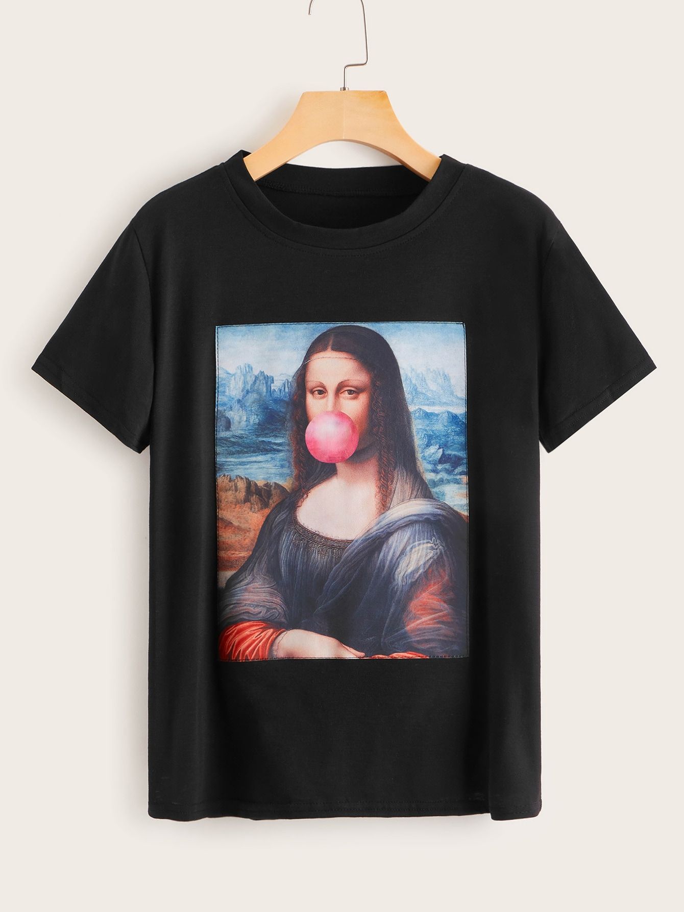 Bubblegum Mona Lisa Graphic Tee | SHEIN