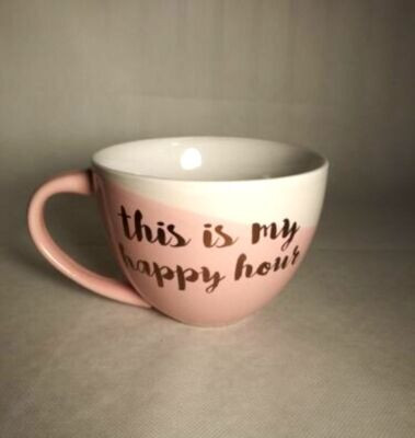 Coffee Soup Mug This Is My Happy Hour Large 16 OZ Pink Gold White  | eBay | eBay US