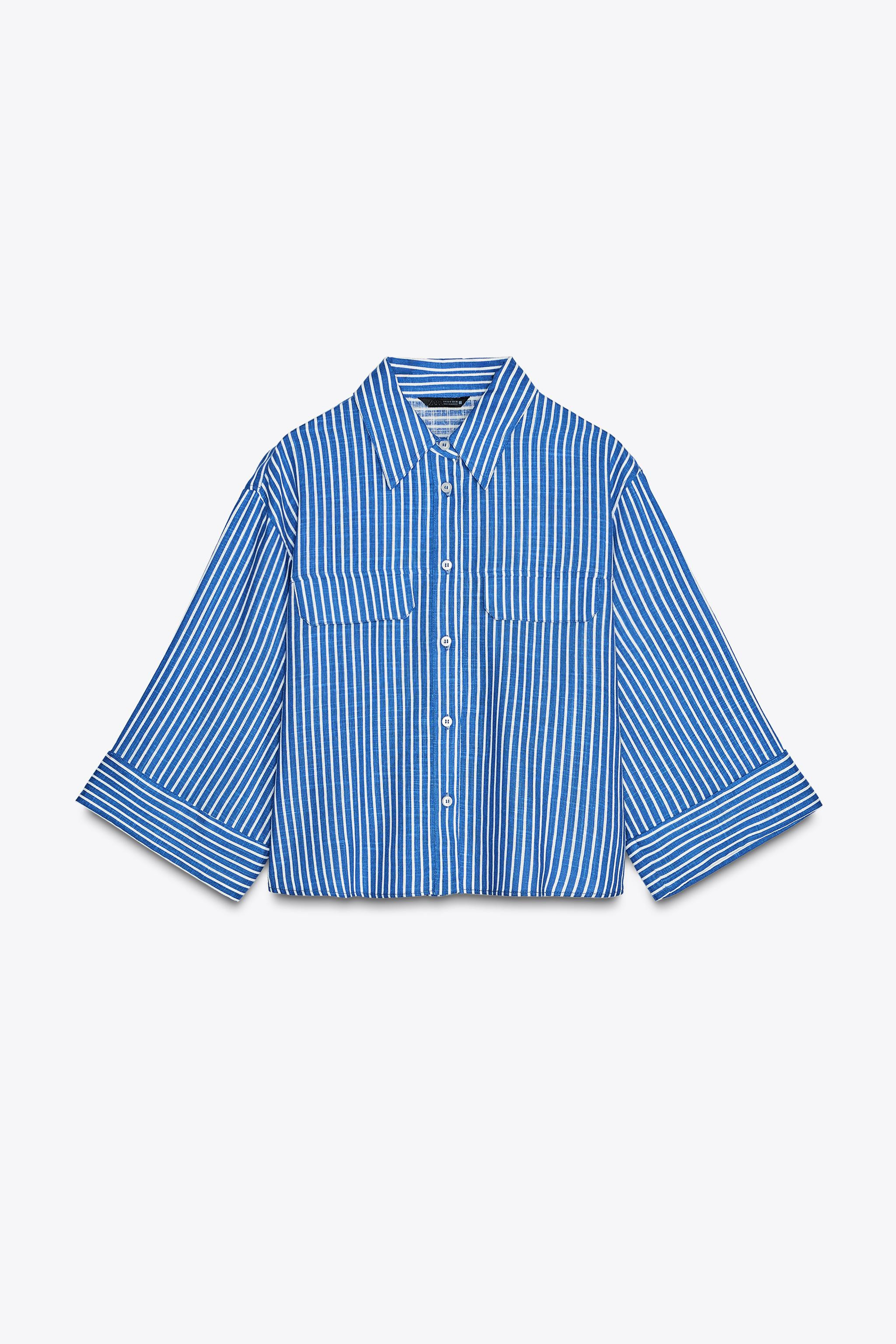 STRIPED LINEN BLEND SHIRT | Zara US