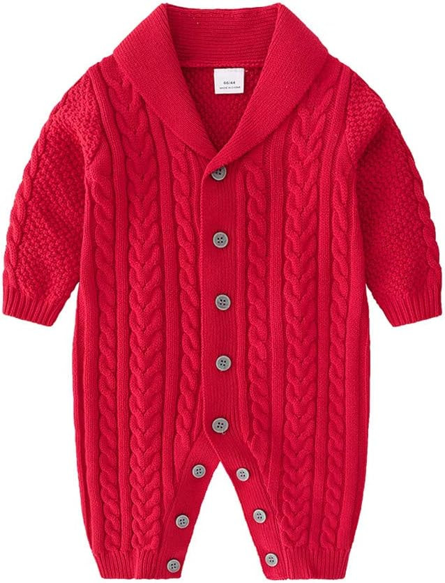 New Born Baby Boy Fall Winter Clothes Cable Knit Sweater Romper Jumpsuit Outfits | Amazon (US)