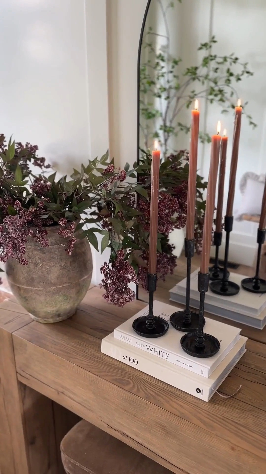 Set of 3 UNDER $50 cast iron taper holders 👏🏻👏🏻 great year round, perfect for fall and upcoming holidays!! Available in black or antique brass! The brass would be perfect for the holidays. 

#LTKHoliday #LTKHome