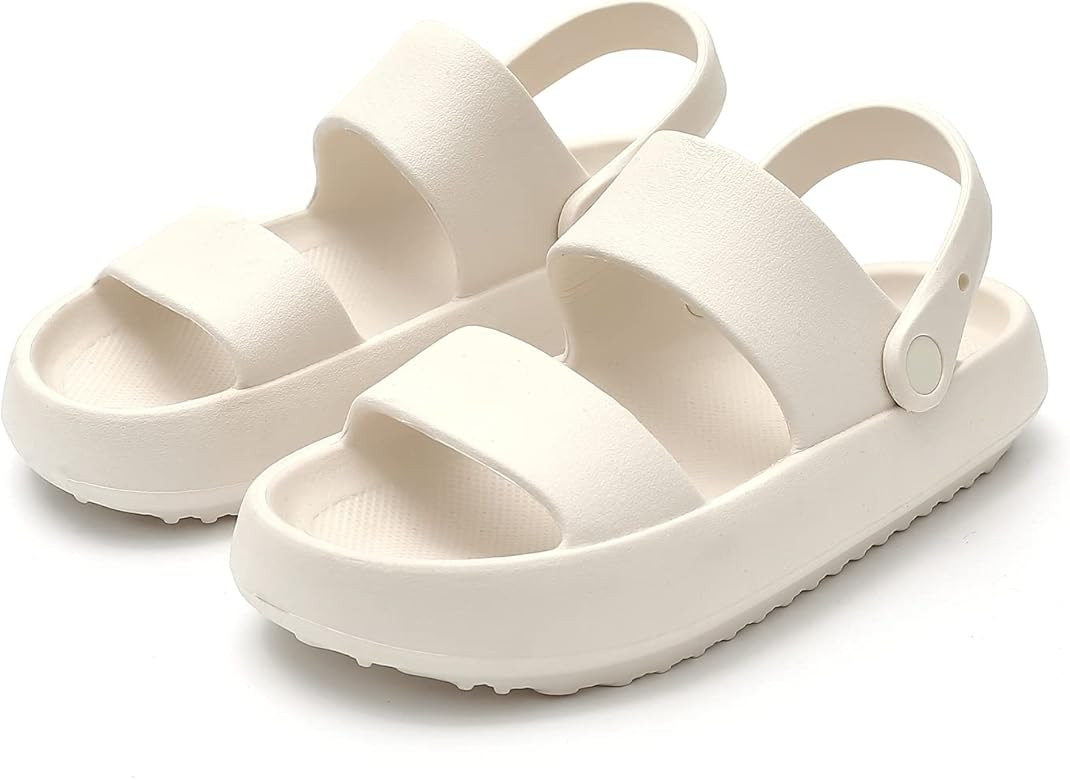 TREEMALL Pillow Slippers Cloud slides for Women and Men,Non-Slip Open Toe Double Strap Sandals for I | Amazon (US)