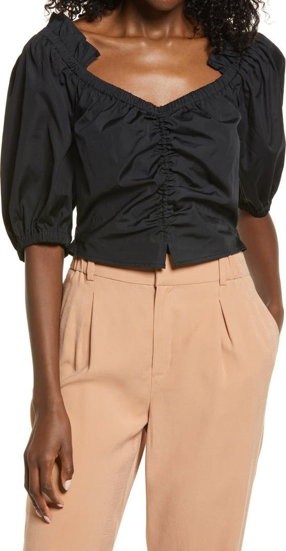 Puff Sleeve Poplin Top | Nordstrom