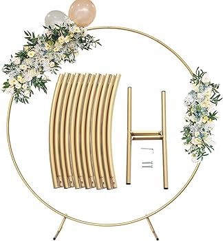 Round Golden Metal Balloon Arch Kit (6.7FT), Wedding Circle Backdrop Stand Frame for Birthday Par... | Amazon (US)