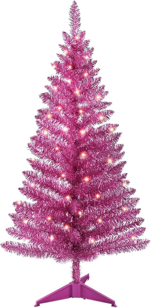 4ft Lighted Artificial Pink Christmas Tree | Leeheeyee Small Xmas Tree, Not Pre-Lit Artificial Ch... | Amazon (US)