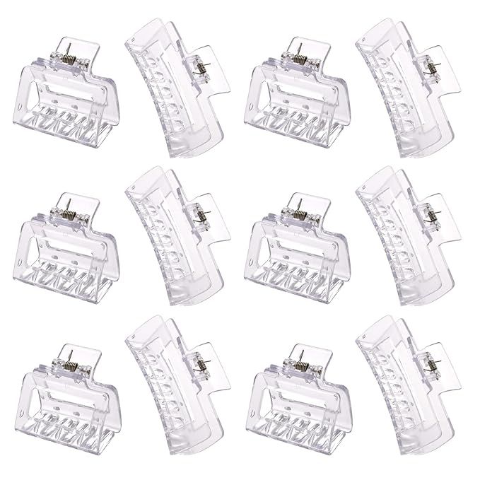 12 Pack Clear Square Claw Clips, Big and Small Neutral Rectangle Hair Claw Clips, Non-slip Matte ... | Amazon (US)