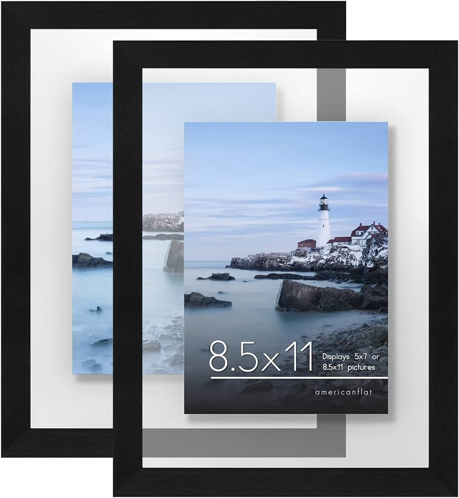 Americanflat 8.5x11 Floating Frame with Polished Crystal-Clear Glass - Set of 2 - Use as 5x7 Fram... | Amazon (US)