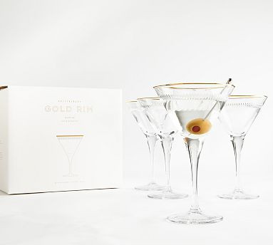 Etched Gold Rim Glassware Collection | Pottery Barn (US)