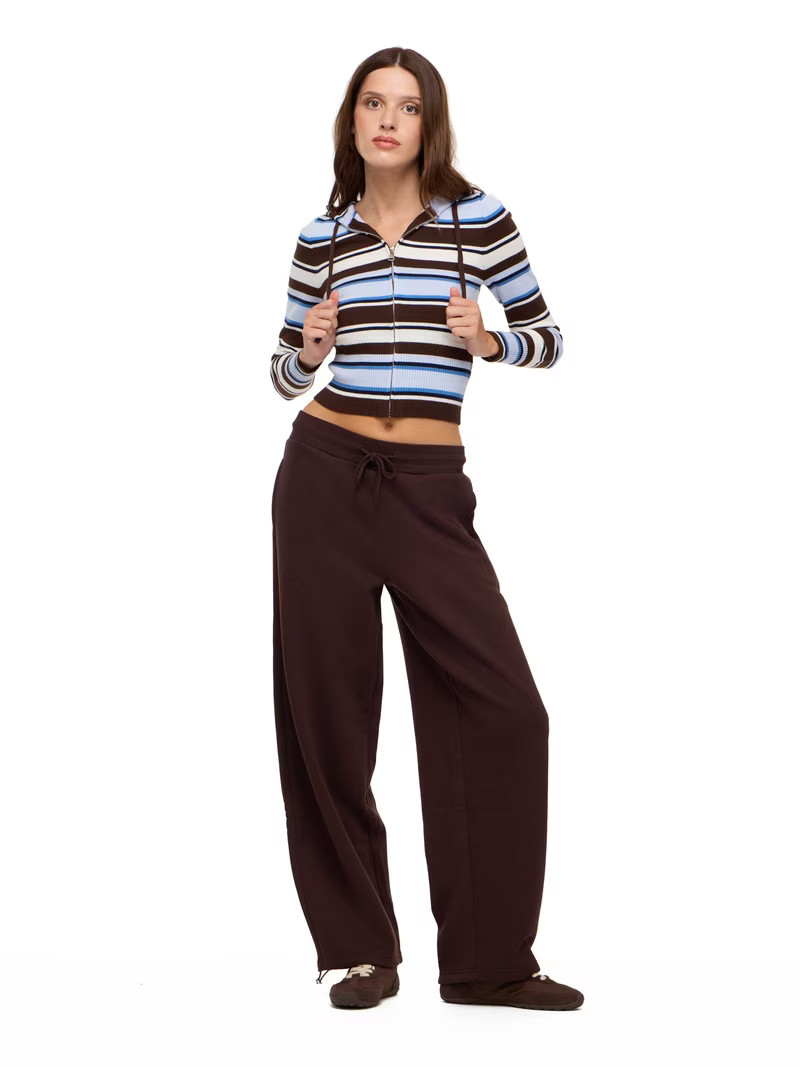 Forever 21 Women's Striped Zip Up Hooded Sweater, Long Sleeve Soft Knit Hoodie, Casual Everyday S... | Walmart (US)