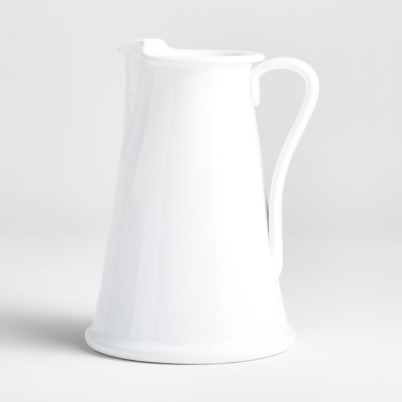 Sorrento White Ceramic Pitcher + Reviews | Crate & Barrel | Crate & Barrel