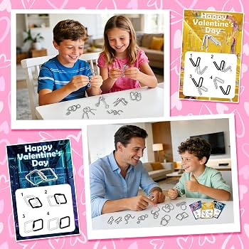 24 Pcs Valentine’s Day Gift Metal Brain Teaser Puzzles Set with Cards for Boys and Girls Unlock... | Amazon (US)
