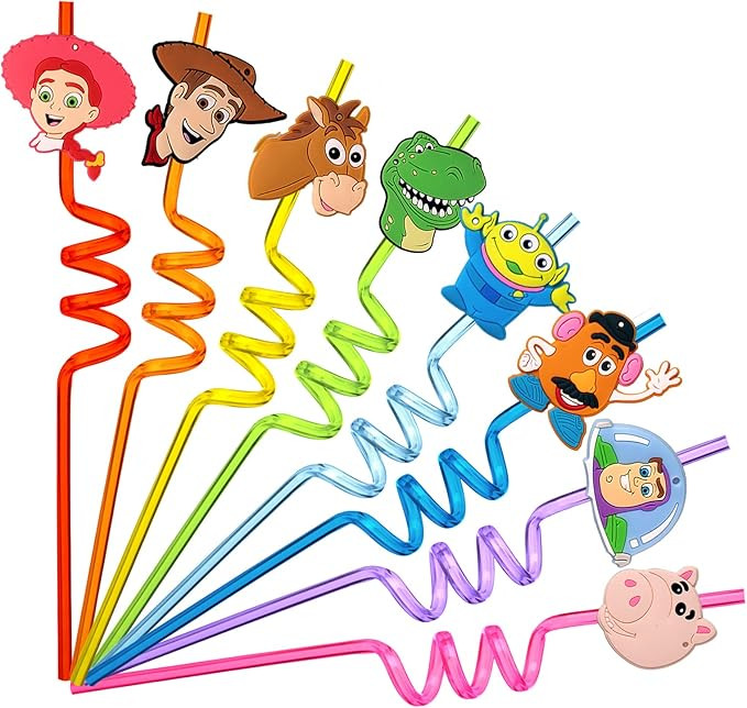 24Pcs Toy Inspired Story Birthday Party Supplies Reusable Drinking Straws,8 Designs Toy Themed St... | Amazon (US)