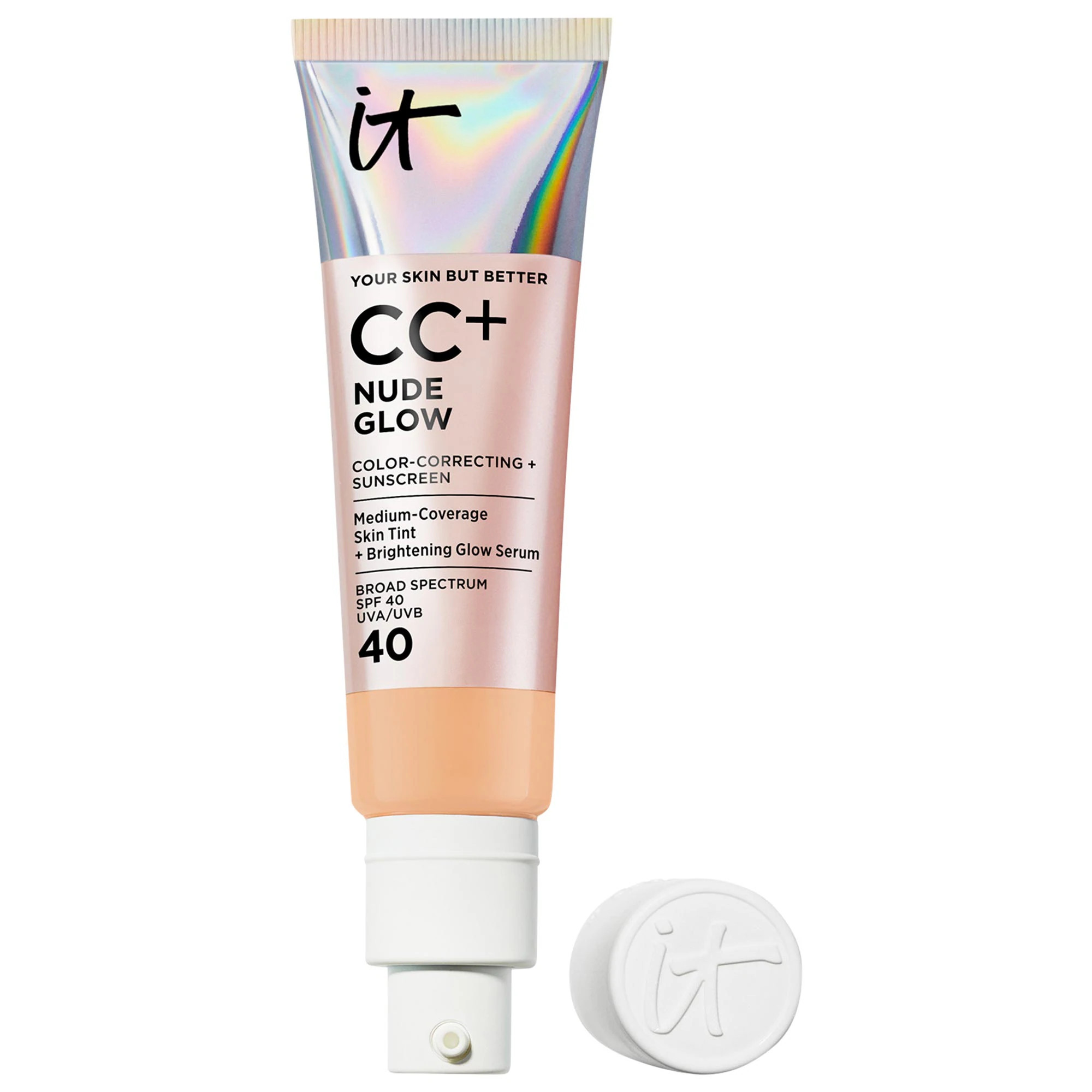 IT Cosmetics CC+ Nude Glow Lightweight Foundation + Glow Serum with SPF 40 and Niacinamide Medium Ta | Sephora (US)